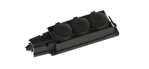 Колодка MultiSet 3х розетка 2К+З 16А/250В IP44 каучуковая черн. | код MST4103BK | Systeme Electric