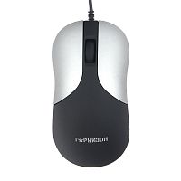 Мышь Гарнизон GM-215, USB, чип- Х, черный/серый, soft touch, 1000 DPI, 2кн.+колесо-кнопка, кабель 1,5м | код GM-215 | Гарнизон