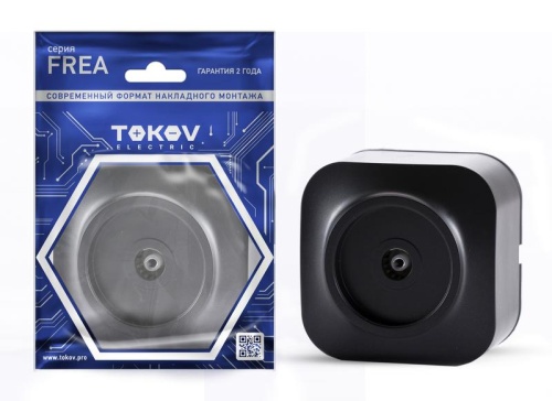 Розетка телевизионная TV 1-м ОП Frea IP20 АБС-пластик карбон | код TKE-FR-A1C-C14 | TOKOV ELECTRIC