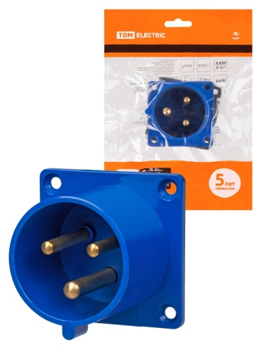 Вилка 623 скрытая 2Р+РЕ 32А 220В IP44 TDM | код SQ0607-0004 | TDM