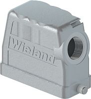 Крышка на кабель, разъема REVOS, Size 16H, без уплотнителя, без защелок, 1 отверстие с резьбой для кабельных вводов M25x1,5, с боковым расположением, материал корпуса: алюминиевый сплав | код 76.350.4035.1 | Wieland