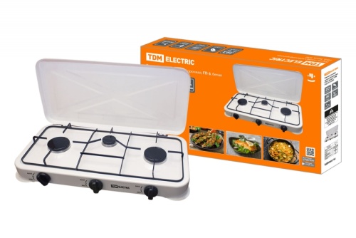 Плитка газовая трёхконфорочная, ГП-3, белая, TDM | код SQ2515-0003 | TDM Плитка газовая трёхконфорочная, ГП-3, белая, TDM | код SQ2515-0003 | TDM