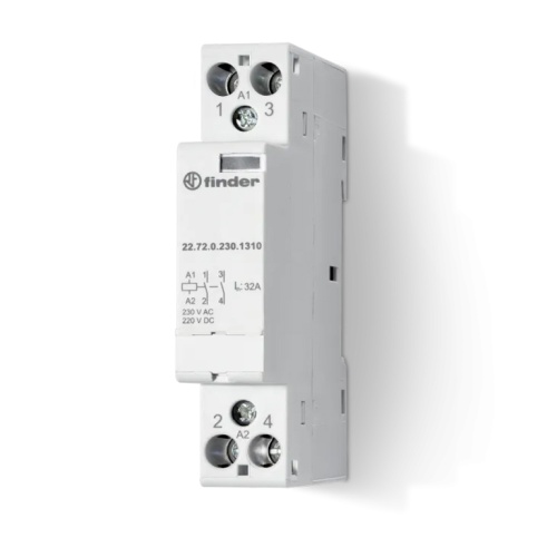 Модульный контактор, 2NC 32А, контакты AgNi, катушка 24В АС/DC, ширина 17.5мм, степень защиты IP20, опции: мех.индикатор | код 227200241410 | FINDER Модульный контактор, 2NC 32А, контакты AgNi, катушка 24В АС/DC, ширина 17.5мм, степень защиты IP20, опции: мех.индикатор | код 227200241410 | FINDER