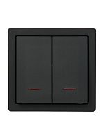 Выключатель 2-клав. с инд. LETO черн. бархат LEZARD 752-4200-112