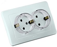 Розетка двойная скрытая с заземлением (стакан) белая | код РС16-381 | HEGEL