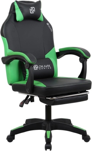 Кресло игровое Оклик Cooldown черный/зеленый сиденье черный/зеленый искусст.кожа/сетка с подголов. крестов. пластик подст.для ног пластик черный | код 2006751 | Oklick