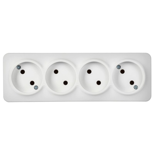 GLORY Розетка 4-местная для открытой установки без заземления без защитных шторок 10А РС24-2-ХБм белый матовый IEK | код ERH40-K01M-10 | IEK фото 2 GLORY Розетка 4-местная для открытой установки без заземления без защитных шторок 10А РС24-2-ХБм белый матовый IEK | код ERH40-K01M-10 | IEK фото 2