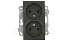 Rita - Розетка двойная 2x2P, черный мат | код 2200-203-0284 | Mutlusan
