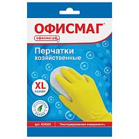 Перчатки хозяйственные латексные ОФИСМАГ, МНОГОРАЗОВЫЕ, хлопчатобумажное напыление, размер XL (очень большой), 604200 | код 604200 | ОФИСМАГ