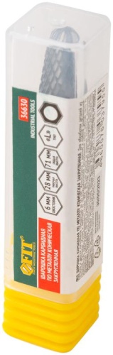 Шарошка карбидная штифт 6мм тип "L" коническая закругленная 12х28х71мм FIT 36630 фото 3