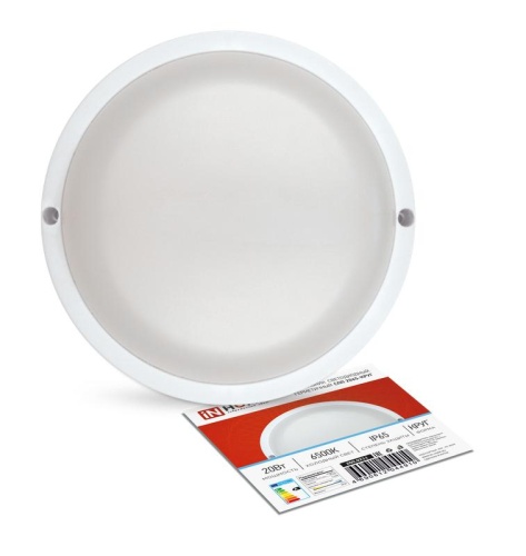 Светильник светодиодный герметичный СПП 2065-КРУГ 20Вт 6500К 1800лм IP65 155мм | код 4690612044910 | IN HOME