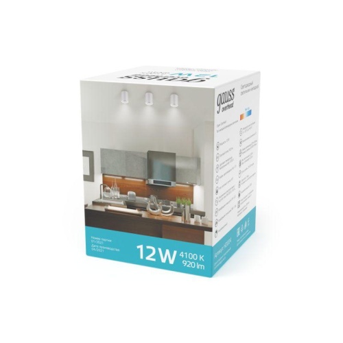 Светильник светодиодный ДБО 12 Вт 920 лм 4100К AC 220В Белый IP20 D100х100мм Алюминий Overhead Gauss | код HD011 | Gauss фото 6 Светильник светодиодный ДБО 12 Вт 920 лм 4100К AC 220В Белый IP20 D100х100мм Алюминий Overhead Gauss | код HD011 | Gauss фото 6