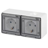 Розетка Эксперт 11-2503-01 2х2P+E гориз. IP55 16А-250В ОУ бел. Эра Б0063264