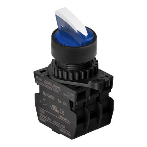 Головка переключателя S2SRN-L1BB, с короткой ручкой тип sharck под подсветку, цвет синий, 2-х позиционный смещенные 600 с самовозвратом, монтажное отверстие ?22/25мм | код A8026-A5550003738 | РЕЛЕ И АВТОМАТИКА Головка переключателя S2SRN-L1BB, с короткой ручкой тип sharck под подсветку, цвет синий, 2-х позиционный смещенные 600 с самовозвратом, монтажное отверстие ?22/25мм | код A8026-A5550003738 | РЕЛЕ И АВТОМАТИКА