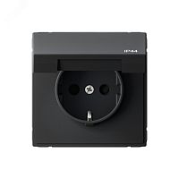 Розетка ArtGallery 16А IP44 с заземл. защ. шторки с крышкой механизм карбон | код GAL441046 | Systeme Electric