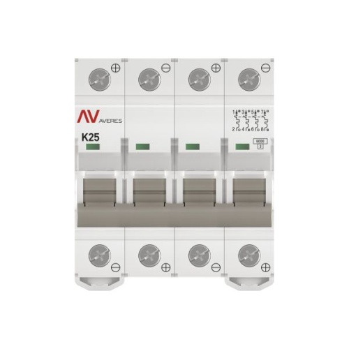 Выключатель автоматический AV-6 DC 4P 25A (K) 6kA EKF AVERES | код mcb6-DC-4-25K-av | EKF фото 4