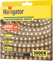 Лента светодиодная 95 307 NLS-2835WW120-9.6-IP20-24V (уп.5м) Navigator 95307