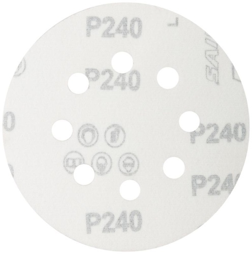 Круги шлифовальные с отверстиями (липучка), алюминий-оксидные, 125 мм, 5 шт Р 240 | код 39839М | FIT фото 2