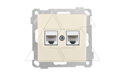 21 - Розетка 2хRJ-45 кат. 5e UTP, сл.кость | код 2100-138-0102 | Mutlusan