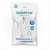 Удлинитель 3х10м с заземл. 16А IP20 3.5кВт ПВС 3х1 бел. DOMTOK 2390