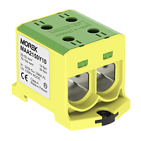 Клемма Morek OTL150-2 желто-зеленая, 2xAl/Cu 25_150mm?, 320(CU)/290(AL)A на клемму, 1000V, винтовые зажимы | код MAA2150Y10 | MOREK