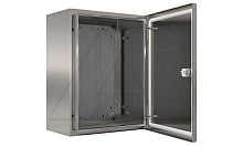 Щит моноблочный 500x400x200мм (ВxШxГ) из нерж. стали навесной с монт. панелью однодверный, 1 язычковый замок, дно глухое, IP66 | код EC040520X | ETA