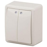 Выключатель 2-кл. ОП Эра Эксперт 10А IP20 11-1205-02 250В 10AX с подсветкой сл. кость Эра Б0020667