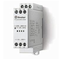 Контрольное реле для 3-фазных сетей, обрыв/чередование фаз, фиксированные регулировки, выход 2CO 8А, модульное, ширина 22.5мм, степень защиты IP20, специальная версия для Ж/Д-транспорта | код 706284000000T | FINDER