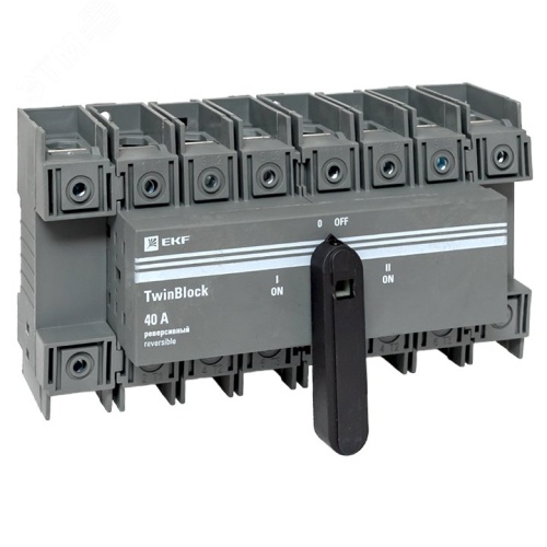 Рубильник 40A 4P реверсивный c рукояткой для прямой установки TwinBlock EKF | код tb-s-40-4p-rev | EKF