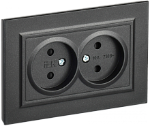 BRITE Роз. 2-я без з/к с з/ш 10А в сб. РСш12-2-БрЧ черн. IEK | код BR-R23-10-K02-F | IEK