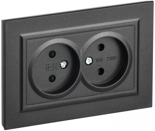 BRITE Роз. 2-я без з/к с з/ш 10А в сб. РСш12-2-БрЧ черн. IEK | код BR-R23-10-K02-F | IEK