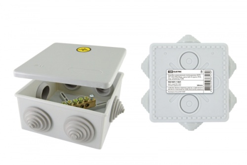 Коробка уравнивания потенциалов (КУП) ОП 85х85х40 мм, шина 6х9, 8 групп, IP44, инд. штрихкод, TDM | код SQ1401-1360 | TDM