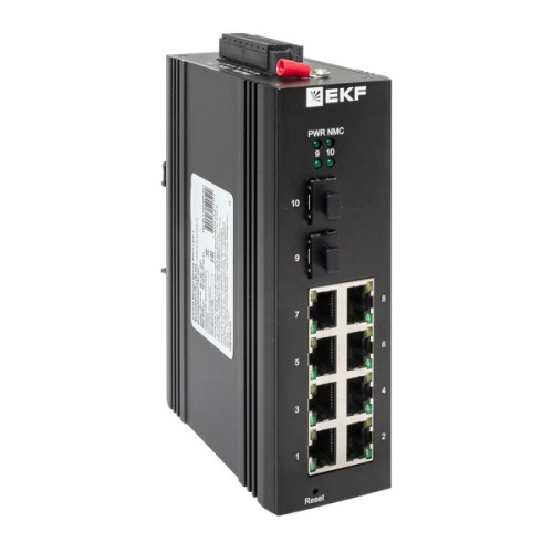 Промышленный управляемый коммутатор уровня L2 TSX-ML2-2GX/SFP-8GT, 2 порта 1000Base-X SFP, 8 портов 10/100/1000Base-T(X) RJ45, монтаж на динрейку TSX EKF | код TSX-ML2-2GX/SFP-8GT | EKF