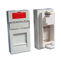 Вставка 22.5x45 на 1 кейстоун, со шторкой, маркировкой и иконкой, белая | код LAN-SIP-22M-WH | LANMASTER