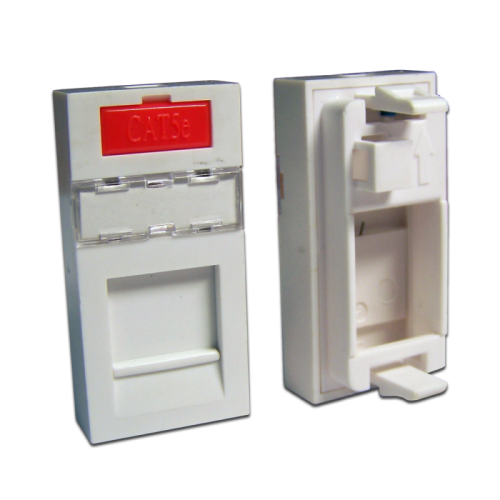 Вставка 22.5x45 на 1 кейстоун, со шторкой, маркировкой и иконкой, белая | код LAN-SIP-22M-WH | LANMASTER