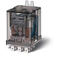 Универсальное электромеханическое реле, монтаж в наконечники Faston 187 (4.8х0.8мм), 3CO 10A, контакты AgNi, катушка 110В DC, степень защиты RTI, боковой монтажный фланец, опции: нет | код 606391100000 | FINDER