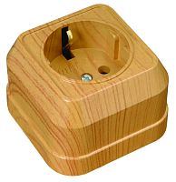 Розетка наружная с заземлением (квадрат) дуб | код 45308 | Makel