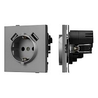 Механизм розетки с USB зарядкой SCT-TENDO-MUAA-PL-GR 230В 16А Arlight 054084