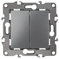 Выключатель двойной, 10АХ-250В, Эра12, графит,12-1104-12 | код Б0019287 | ЭРА