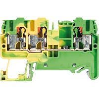 Заземляющая клемма, 3 точки подключения, тип фиксации провода: push in, номинальное сечение: 2,5/4 мм кв., 800V, ширина: 5 мм, цвет: желто-зеленый, тип монтажа: DIN 35 | код 56.203.9355.0 | Wieland