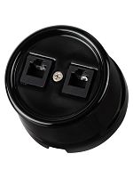 Розетка двойная телефонная RJ11 черная «Болонь» TDM | код SQ1820-0250 | TDM