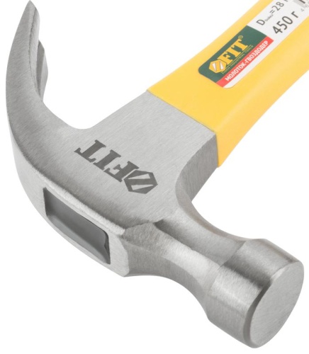 Молоток-гвоздодер, фиброглассовая усиленная ручка, Профи 28 мм, 450 гр. | код 44779 | FIT фото 4