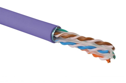 Витая пара U/UTP кат 6a 4 пары нг(A)-LSLTx IN фиолетовый катушка 500м | код 19C-UA-05VL-R500 | Eurolan