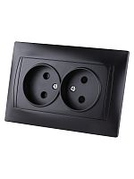 Розетка двойная 2П 10А 250В с защ. шт. графит Лама TDM | код SQ1815-0612 | TDM
