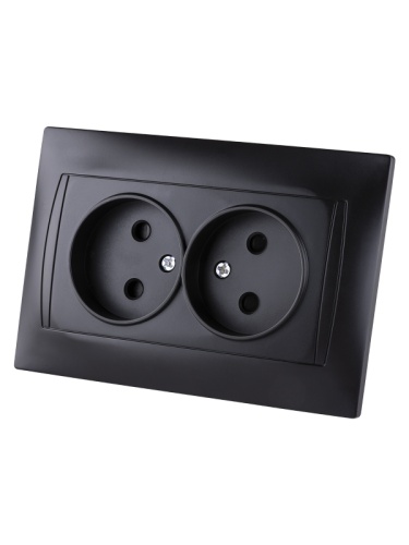 Розетка двойная 2П 10А 250В с защ. шт. графит Лама TDM | код SQ1815-0612 | TDM