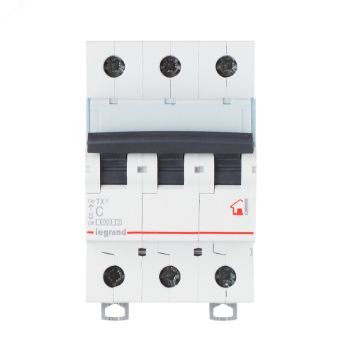 Выключатель автоматический трехполюсный 6А B TX3 6kA/10kA | код 403885 | Legrand