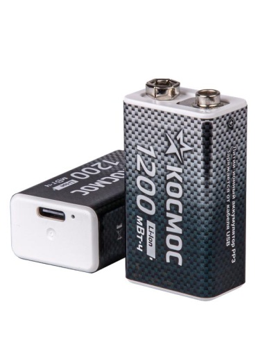 Аккумулятор крона Li-ion 9В 1200мАч (уп.2шт) КОСМОС KOCLi9V1200mAh2B фото 3
