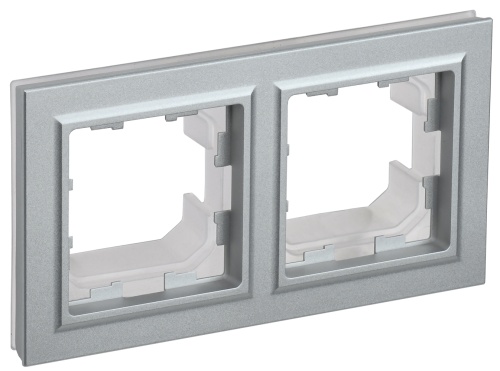 BRITE Рамка 2-местная IP44 РУ-2-БрА-44 алюминий | код BR-M22-44-K47 | IEK