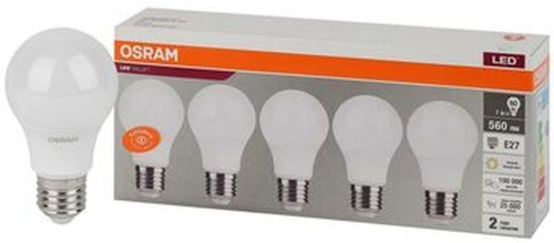 Лампа светодиодная LED Value LVCLA60 7SW/830 грушевидная матовая E27 230В 2х5 RU (уп.5шт) | код 4058075577626 | LEDVANCE