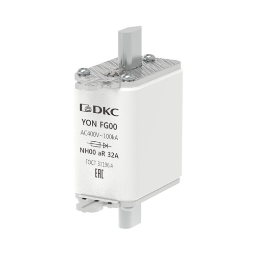 Предохранитель YON ножевого типа FG00 32А 400V характеристика aR | код 1FG00-0032-400V-AR | DKC